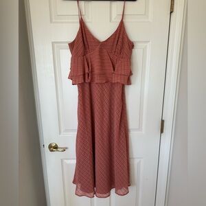 House of Harlow 1960 Pink Ruffled Midi Dress